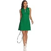 BGOWATU Women's Sleeveless Tennis Golf Polo Dress Lightweight Sports Activewear Dress Zip Up