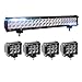 Bangbangche 126W 20'' Flood Combo CREE Bar and 4X 4'' 18W Spot Led Pods Fog Lights, Waterproof Super Bright, Jeep Wrangler Boat Truck Tractor Trailer Off-Road