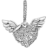 BEEUVIP Heart Wings Charm 925 Sterling Silver Bead for Charm Bracelets and Necklaces, Birthday Mothers Day Jewelry Gifts Women
