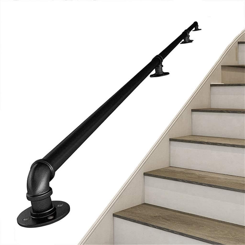 Amazon Co Jp 階段手すりは1ft フィートを ウォールサポート工業用マットブラックアイアン パイプロフト階段手すり グラブバー 屋内屋外の安全ハンドレールサポートバー Size 3ft ホーム キッチン