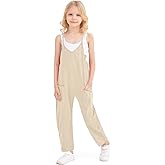UK loees Jumpsuits for Girls Kids Casual Sleeveless Jumpsuits Spaghetti Strap Romper Long Pants with Pockets