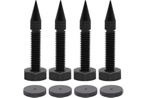 Flushbay 4 Pack Speaker Spikes Floor Protectors Adjustable Speaker Isolation Spikes M6 Black for Subwoofer CD DVD Player Turntable Recorder Chassis with Speaker Isolation Feet Pad (M6)