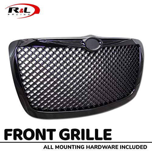 R&L Racing Black Front Grill Mesh Hood Bumper Grille Guard 2004-2010 for Chrysler 300 300C - Thumbnail 5