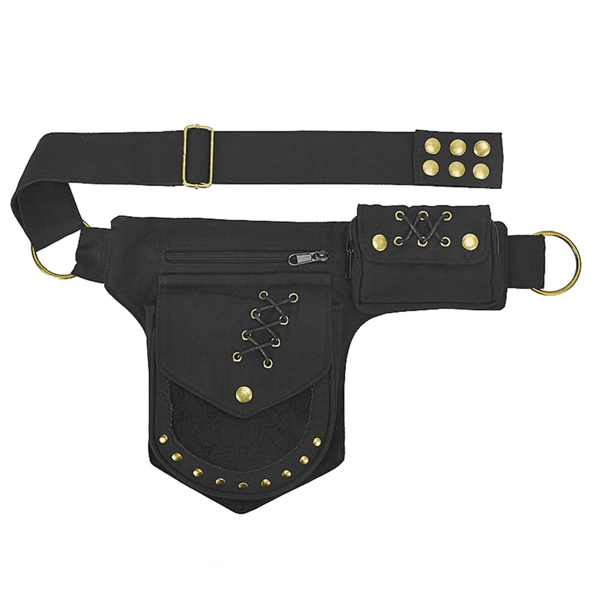 Tiardey Renaissance Bag Retro Rivet Storage Bag Leg Bag Outdoor Sports Phone Bag for Women Thigh Bag Black