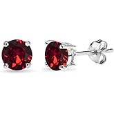 Sterling Silver Birthstone Crystal Solitaire Stud Earrings for Women and Men