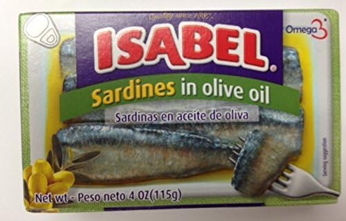 Isabel Sardines in Olive Oil (Excelent Source of Omega 3) Easy Open Can 4oz 3 Pack