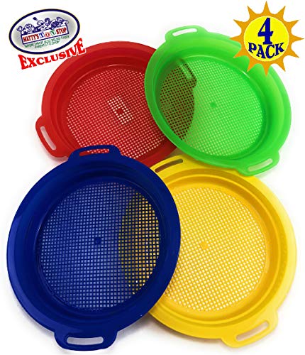 image for Matty's Toy Stop Sand Sifter Sieves for Sand & Beach (Red, Blue, Yello