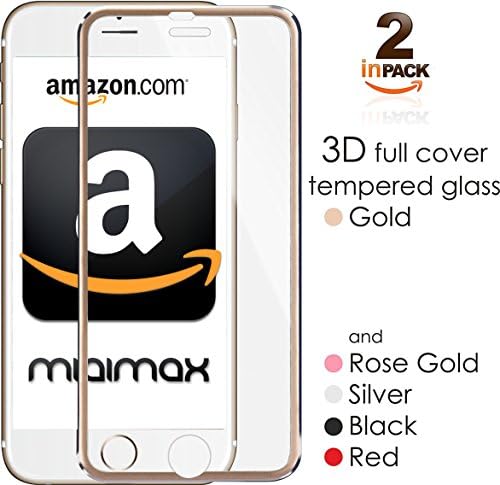 iPhone 7, 6, 6s 3D Screen Protector Glass with Titanum Edge Rose Gold Full Cover [2-Pack] 4.7" by miaim