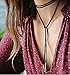 Mareine Gothic Long Black Velvet Pu Leather Chain Necklace Stretch Tattoo Choker Elastic Tassel Necklaces for Women
