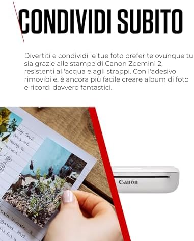 Zoemini 2 Kit per Stampa Fotografie: Scatta e Crea Ovunque - Stampante Fotografica Portatile Compatta - Bluetooth 5.0 - Ricarica Rapida via USB-C, Bianco Perla