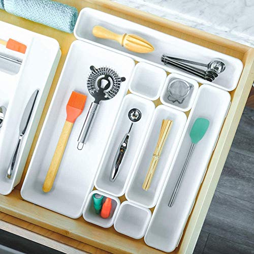 LukLoy 16 Pcs Interlocking Desk Drawer Organizer Tray 3 Sizes Plastic