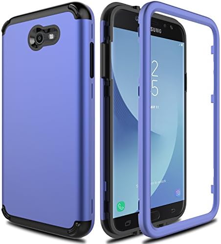 Samsung Galaxy J7 Prime Case, Galaxy J7 V Case, J7 Perx / J7 Sky Pro / Galaxy Halo AMENQ 3 in 1 Heavy Duty Absorb Impact Silicone Rubber Smooth PC Protection Cover for Galaxy J7 2017 (Navy Blue)