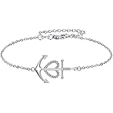 ANGSAU Anchor Bracelet Sterling Silver Faith Hope Charity Bracelets Heart Cross Anchor Jewelry Nautical Birthday Gifts for Women