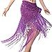 ZLTdream Women's Belly Dance Long Tassels Lace Triangle Hip Scarf Rave Wrap Skirt For Dancing Costume Purple