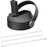 Straw lid for Hydroflask Wide Mouth Water bottle,Straw Lid Flexible Handle Fit Hydro Flask 12 16 18 20 32 40 64 oz,Sports Straw Cap Flip Top Lid Water Bottle Lid Accessories