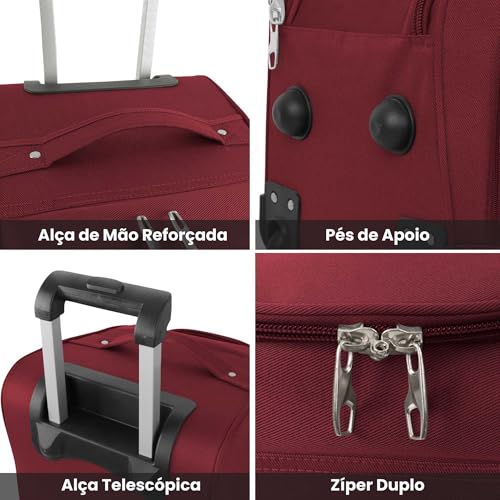 SANTINO Bolsa de Viagem Poliéster com Rodinhas Puxador Retrátil Amplo Espaço Alças Reforçadas Cadeado Leve Versátil Bordo