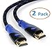 AURUM CABLES 30ft HDMI Cable 4K@60Hz Ultra HD, High Speed with Ethernet 2 Pack HDMI Cable Braided Nylon & Gold Connectors, ARC, CL3 Rated - Compatible with TV, PC, Monitor, Laptops, PS3, PS5, PS4
