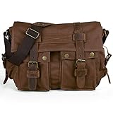 Peacechaos Men's Canvas Leather DSLR SLR Vintage Camera Messenger Bag
