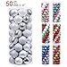 Valery Madelyn Christmas Tree Decorations Ornament Set for Fall Halloween, 50ct 2.36 Inches White and Silver Shatterproof Christmas Ball Ornaments Hanging Xmas Holiday Party Decor