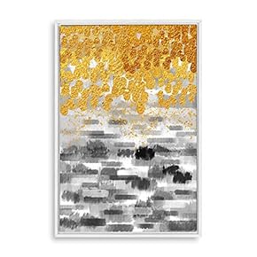 Framed Home Artwork Golden Abstract Art for Living Room Bedroom