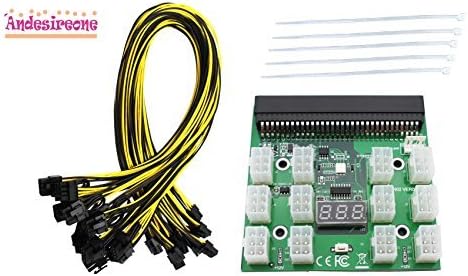 Andesireone Ethereum ETH ZEC Mining Power Supply 12V PSU/GPU Breakout Board + 12pcs PCI-E 6Pin to 6+2Pin Cables (27.5 inch/70 CM)