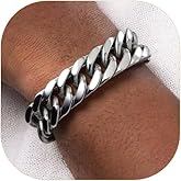 ChainsPro Miami Cuban Link Chain Bracelet for Men, 8/12/17mm, 7.5/8.3/9inch, 316L Stainless Steel/18K Gold Plated/Black Hip Hop Bracelets for Father Husband No Tarnish Bracelet- Send Gift Box