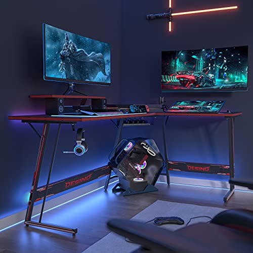 DESINO L Shaped Gaming Desk 59 inch Computer Corner Desk PC Writing