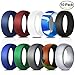 COOLOO Silicone Wedding Ring for Men, 10 Pack Affordable Silicone Rubber Wedding Bands Sturdy Comfortable Rings, Black White Blue Silver Gray