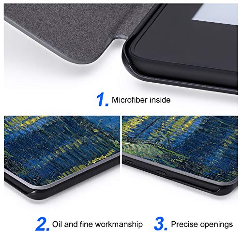 Jingdu Painting Leather Case for All New Kindle (10th Generation, 2019 Release), Slim Lightweight Smart Cover Shell with Auto Wake/Sleep Function, Will Not Fit Kindle Paperwhite,Starry Night