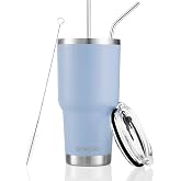 D&middot;S 30oz Blue Tumbler Double Wall Vacuum Insulated Travel Coffee Mug | Double Wall Vacuum Suit Cold and Hot Drink Fits in standard car cup holders With Splash-Proof Lid