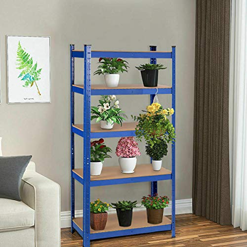 Tangkula Metal Storage Shelves, Heavy Duty Steel 5 Tier Utility Shelves