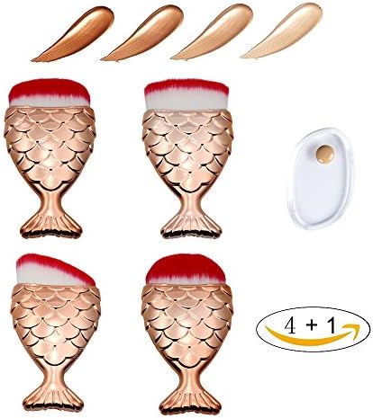 Makeup Brush Set,Anviker Nylon Hair Foundation Makeup Brush Powder Blush Cosmetic Brushes Tool For Foundation, Concealer and Cream +Silicone Makeup Sponge (Rose Gold)
