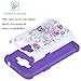 Core Prime Case, Elegant Choise Slim Dual Layer Armor Studded Rhinestone Bling Phone Case Cover with Flower Pattern for Samsung Galaxy Core Prime/Prevail LTE G360 (White+Purple)