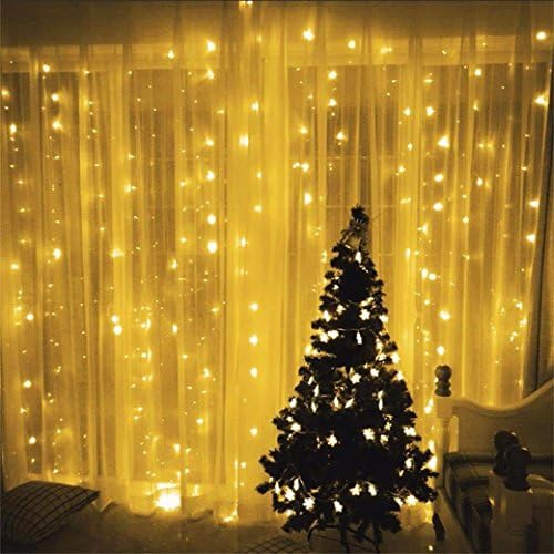 Curtain Lights, Warm White, FFNW 3m x 3m 300leds Window Curtain Fairy LED Icicle Waterfall String Lights for Bedroom, Wedding, Background, Garden, Patio, Party, Christmas (Safe Voltage)