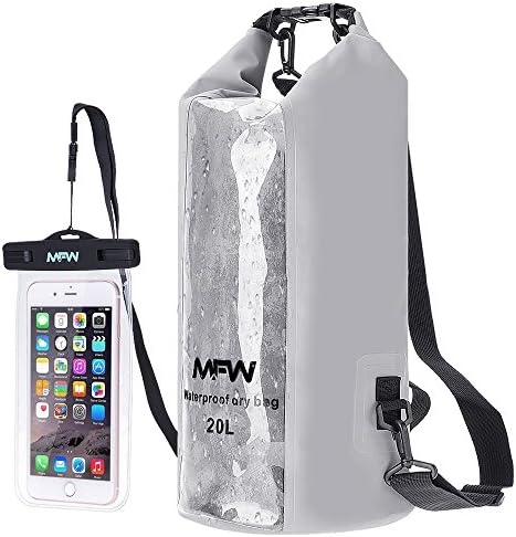 20L Dry Bag, Waterproof Dry Bag, Waterproof Roll Top Sack Backpack with Waterproof Phone Case for Kayaking, Boating, Surfing, Rafting, Canoeing, Hiking, Fishing and Camping
