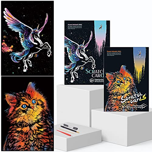 Scratch Painting For Adults,Rainbow Sketch Pad DIY Scratchboard For