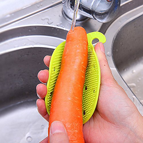 Vegetable Scrubber Brush, Windspeed Silicone Fruit and Vegetable Scrubber/ Potato Scrubber/Carrot Brush/Trivet, 4 pcs Kitchen Cleaning Tool