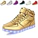 ANLUKE Kids High Top Light Up LED Shoes 11 Colors Sneakers as Gift for Boys Girls Men Women Gold 39