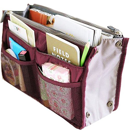 WITERY Travel Essential Bags-in-Bag,Travel Storage Mesh Bag Organiser iPad Case Cosmetic Bag Make-up Beauty Wash Bag Red