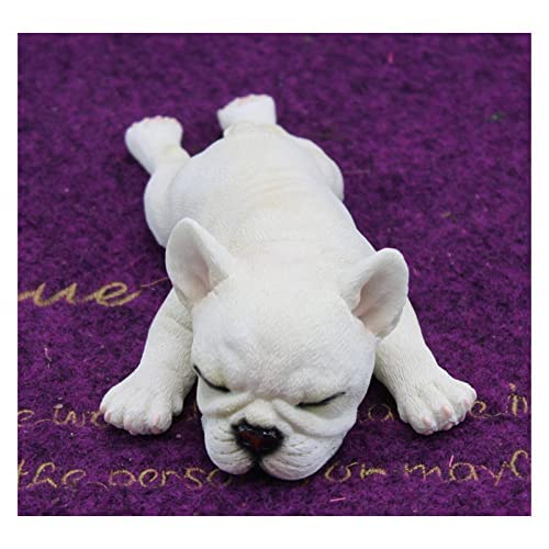 Sanmum Miniature French Bulldog Garden Statue Dog Figurines Resin Sculpture Forest Animal Statue Outdoor Decor Yard Planter Flower Pot Ornaments (Beige lying posture)