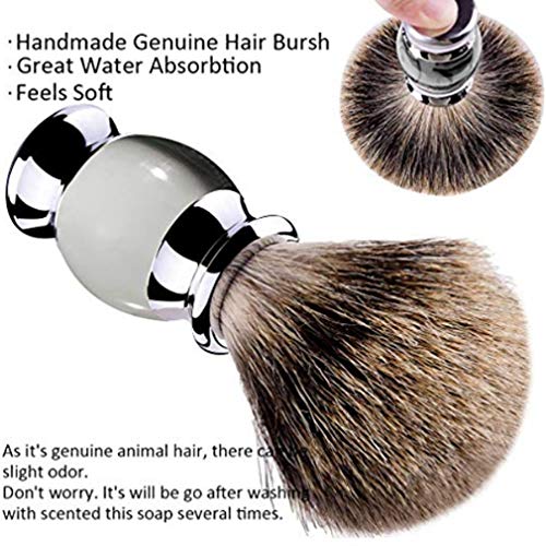 Luxury Shaving Gift Set Safety Razor Shaving Brush Stand for Men Grooming Set for Father's Day/Business Gift/Boyfriend/Husband Grandslam, Grey - Thumbnail 4