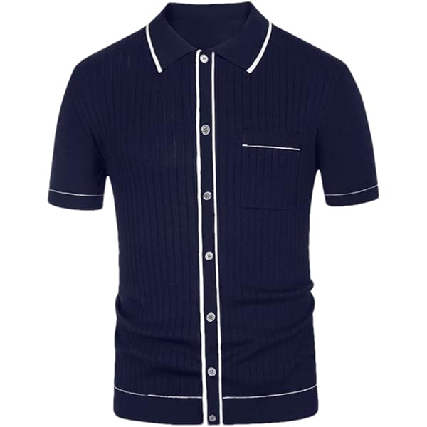Men's Knit Short Sleeve Polo Shirt Casual Streetwear Lapel