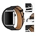 WAfeel Compatible for Iwatch 38/42mm Leather Band Double Tour iwatch Strap Replacement Band with Stainless steel Clasp for Iphone Watch Series 3 Series 2 Series 1,Sport Edition Men Women (Black, 38mm)