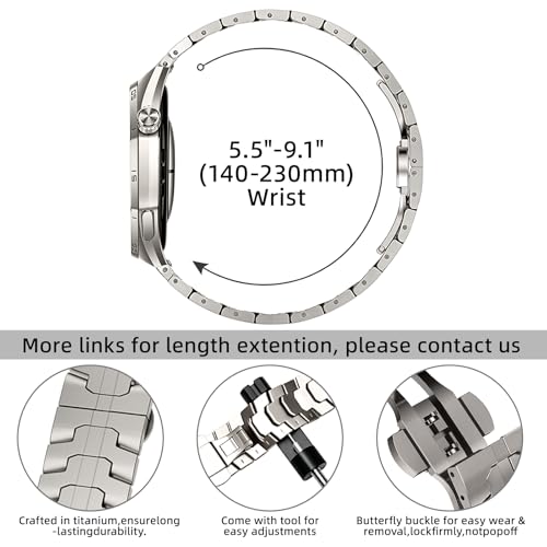 Songsier Titanium Strap Compatible with Huawei Watch GT6 Pro/GT 6/GT5 Pro/GT5/GT4/GT3/GT3 Pro46mm Advanced Titanium Bands for GT2Pro/GT2e/GT Runner/Huawei Watch3/3Pro/Watch 4/4Pro 45mm Men Women