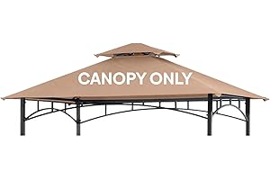 Warmally Grill Gazebo Replacement Canopy Roof, 5'x8' Outdoor BBQ Gazebo Top, Double Tiered Shelter Cover Roof Fit for Gazebo Model L-GG001PST, L-GZ238PST (Khaki)
