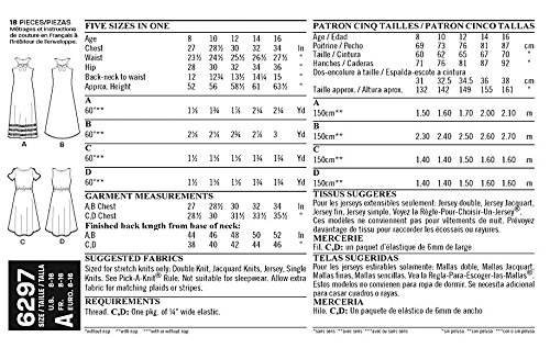 Simplicity Creative Patterns New Look 6297 Girls' Knit Dress, A (8-10-12-14-16)