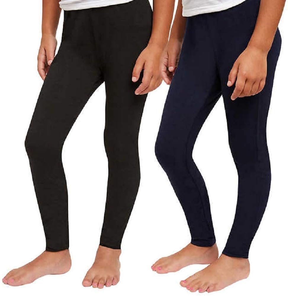 Splendid Girls' Tapered Legs Elastic Waistband Solid Legging (2 Pack): Clothing