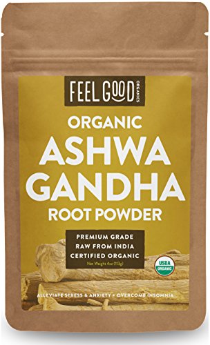 Organic Ashwagandha Root Powder - 4oz Resealable Bag - 100% Raw From India - by Feel Good Organics