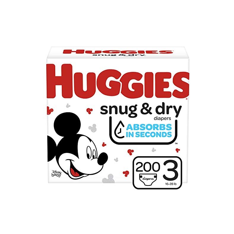 Huggies Snug & Dry Baby Diapers, Size 3 (16-28 lbs), 200 Ct