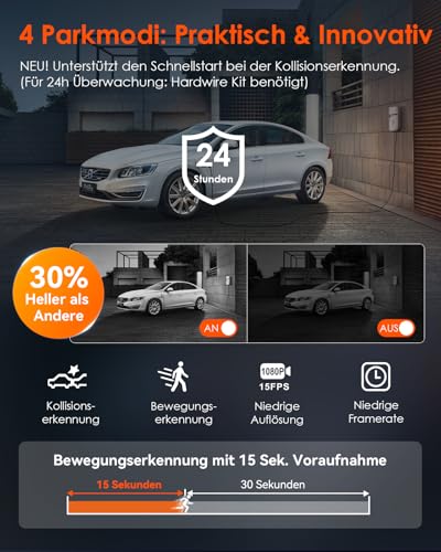 VANTRUE E2 2.7K+2.7K Car Dashcam Front and Rear 5GHz WiFi GPS Dual 1944P Wireless and Voice Control, Parking Mode Pre-Recording, WDR Night Vision 2.45 Inch 160° Max 512G